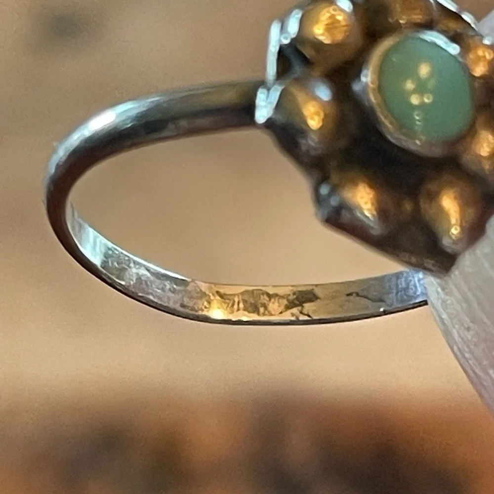 Small Sterling/Turquoise Flower Ring